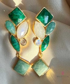 Pendientes Mestiza Joyas | Pendientes Ornella Verde, Amazonita Y Luna