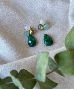 Pendientes Mestiza Joyas | Pendientes Piedras Inle Luna, Aguamarina, Labradorita Y Esmeralda