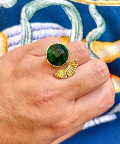 Anillos Mestiza Joyas | Anillo Con Piedras Sol Verde